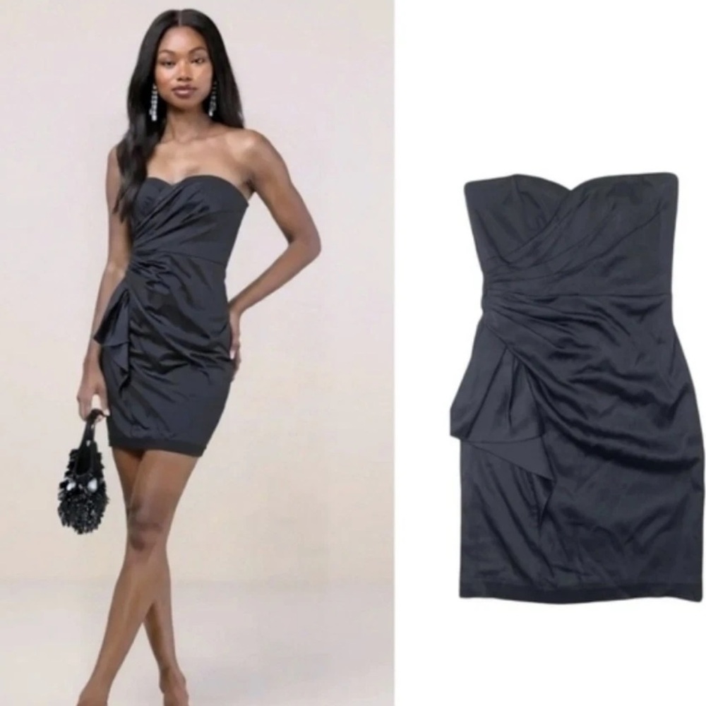 Cocktail dress White House black market strapless satin black size 00 small